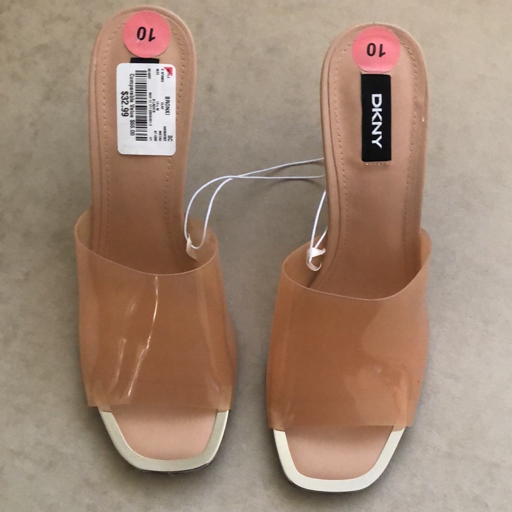 DKNY Bronx Clay Size 10 Mule Slides Heels 4” - Picture 2 of 7